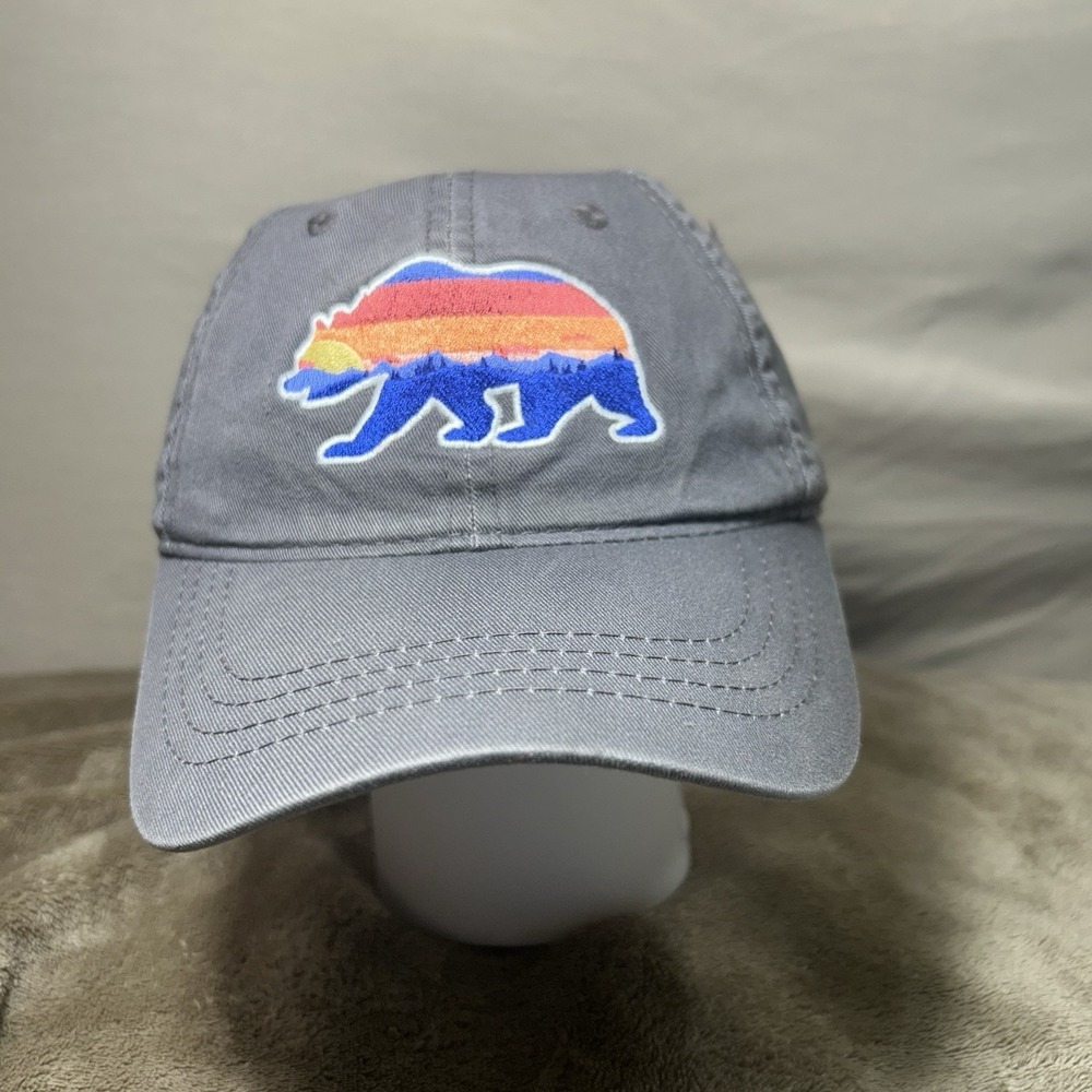 Outdoor Cap‎ Grey Hat Bear Sunset Mountain Landscape Patch Strapback